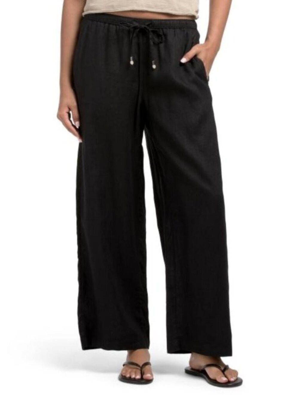 C&C CALIFORNIA Linen Elastic Waistband Pull On Pants